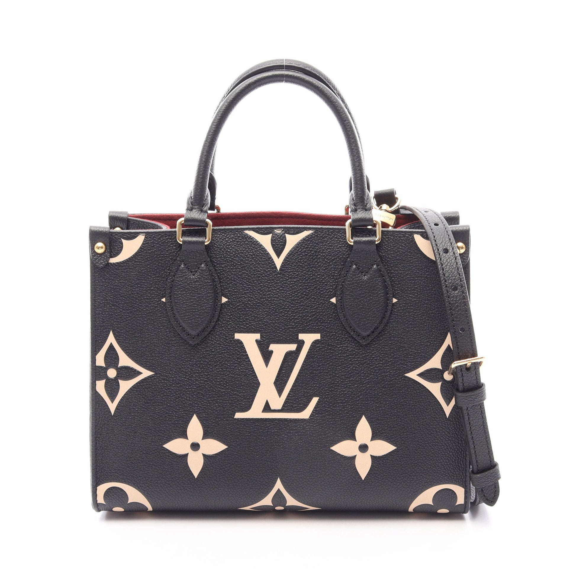オンザゴーPM バイカラー モノグラムアンプラント 2WAY ハンドバッグ レザー ブラック ベージュ ルイヴィトン バッグ LOUIS VUITTON