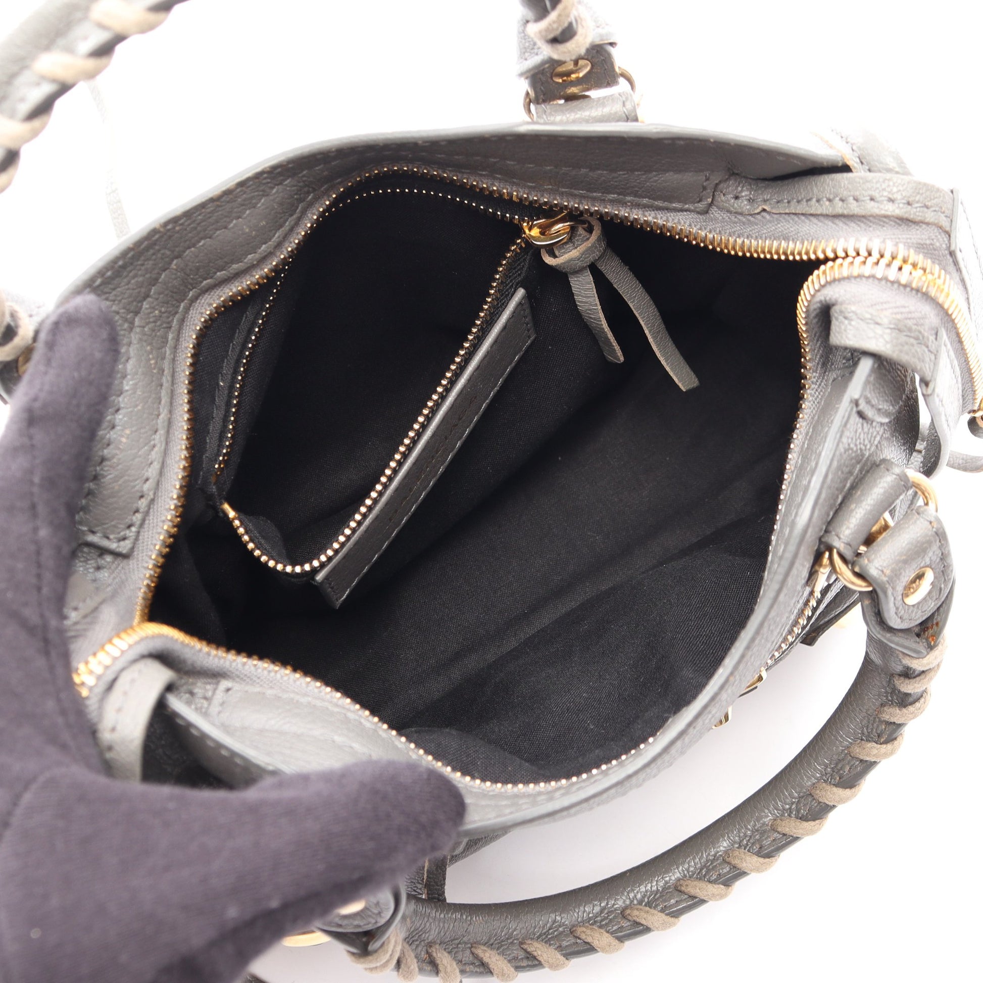 クラシック メタリック エッジ ミニ シティ 2WAY ハンドバッグ レザー グレー バレンシアガ バッグ BALENCIAGA