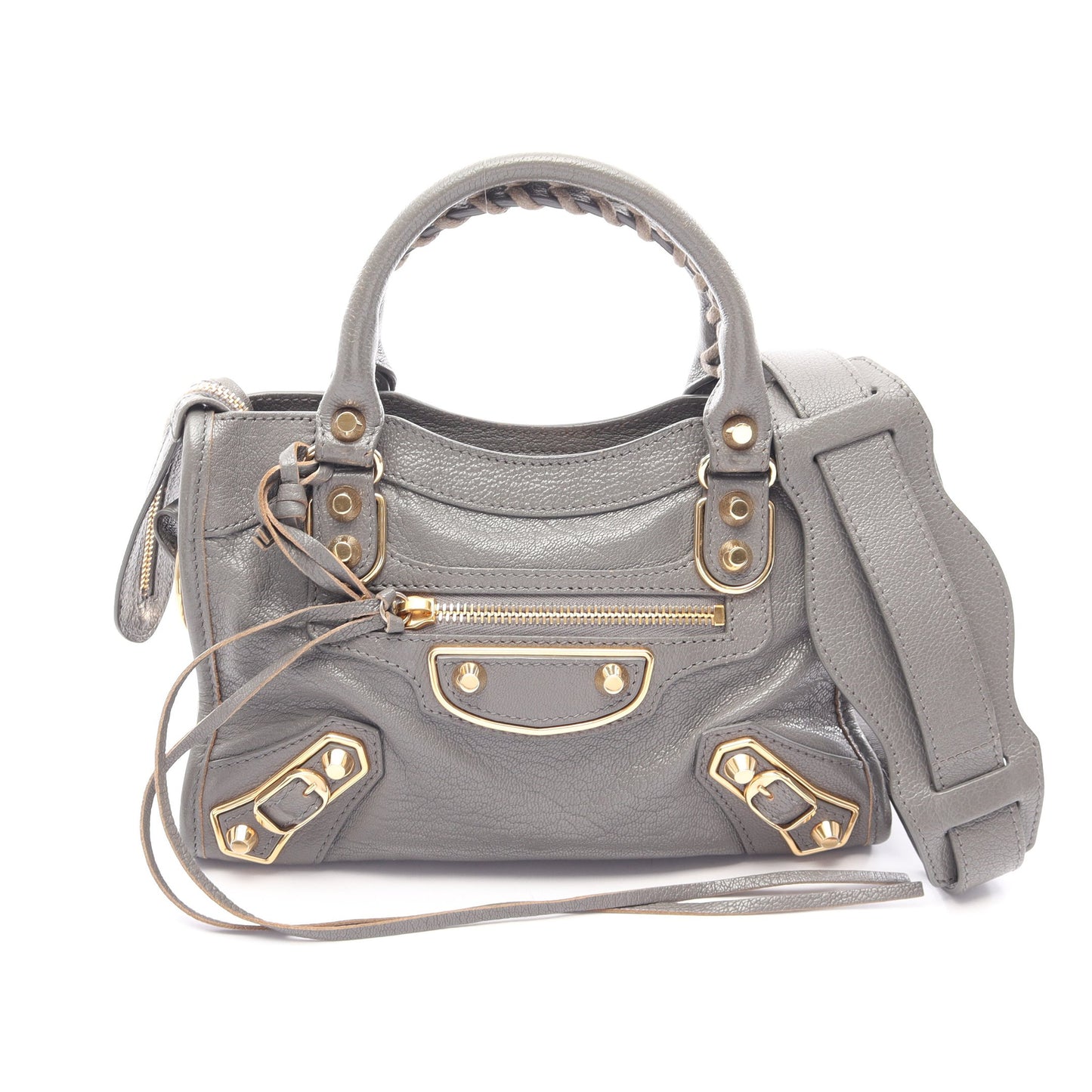 クラシック メタリック エッジ ミニ シティ 2WAY ハンドバッグ レザー グレー バレンシアガ バッグ BALENCIAGA