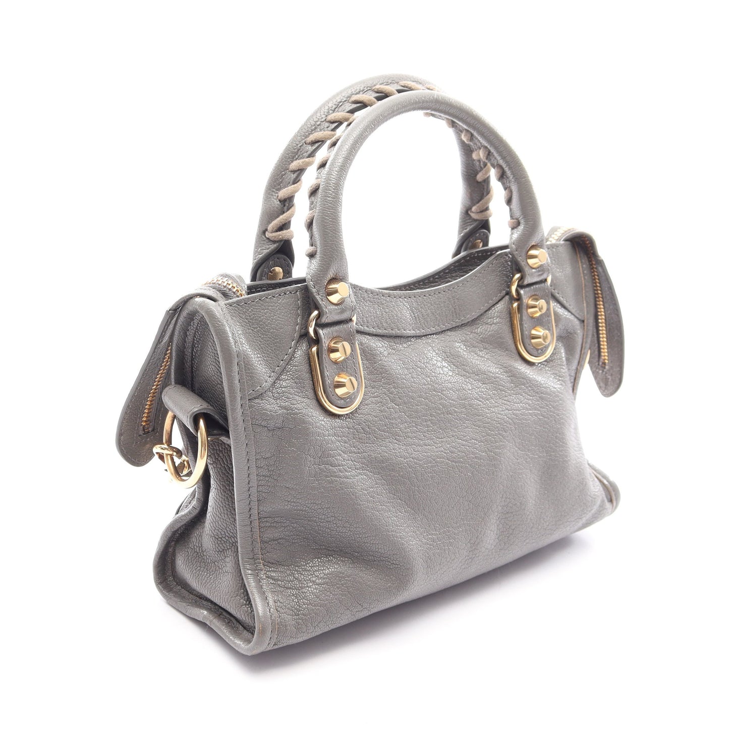 クラシック メタリック エッジ ミニ シティ 2WAY ハンドバッグ レザー グレー バレンシアガ バッグ BALENCIAGA