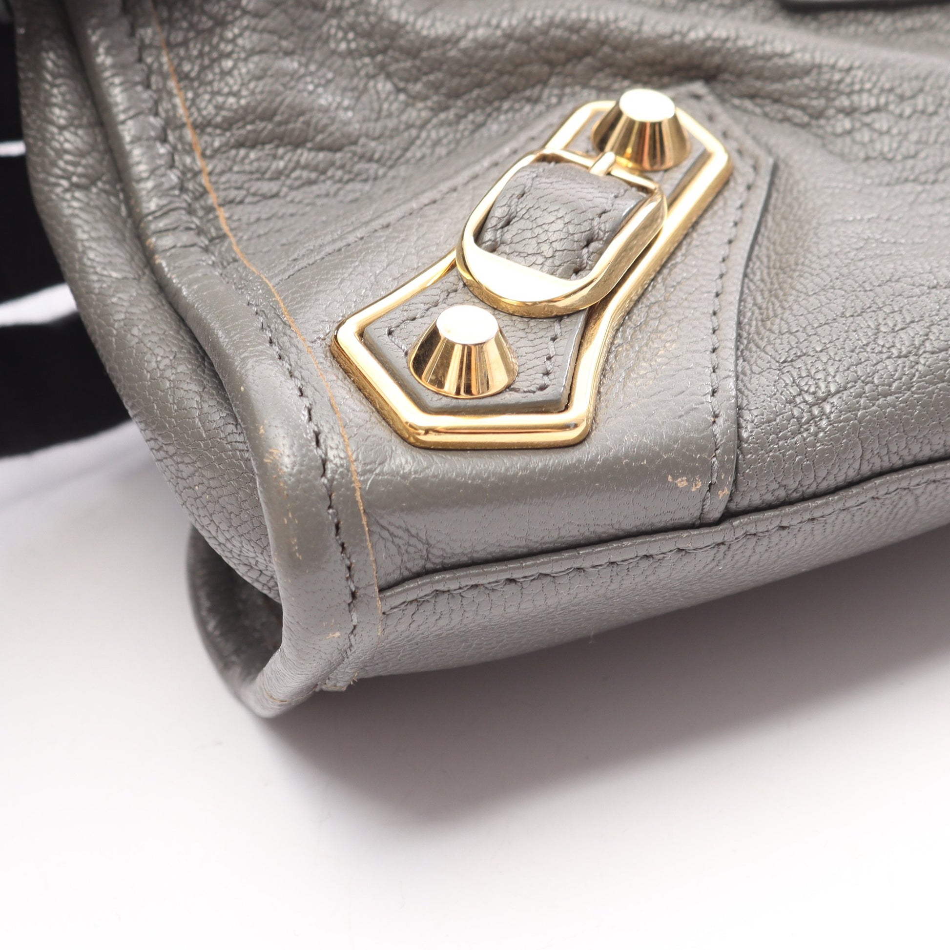 クラシック メタリック エッジ ミニ シティ 2WAY ハンドバッグ レザー グレー バレンシアガ バッグ BALENCIAGA