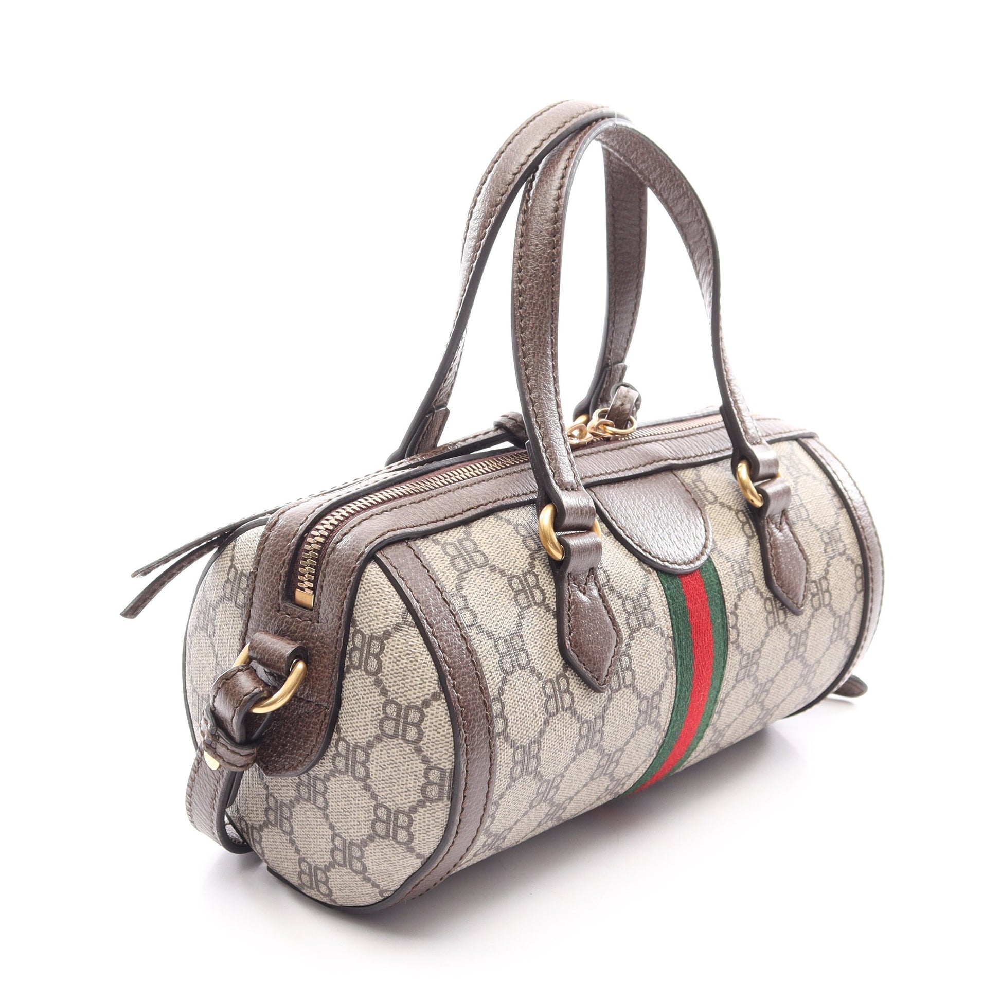BALENCIAGA × GUCCI ザ ハッカープロジェクト 2WAY ハンドバッグ PVC レザー ベージュ ブラウン グッチ バッグ GUCCI