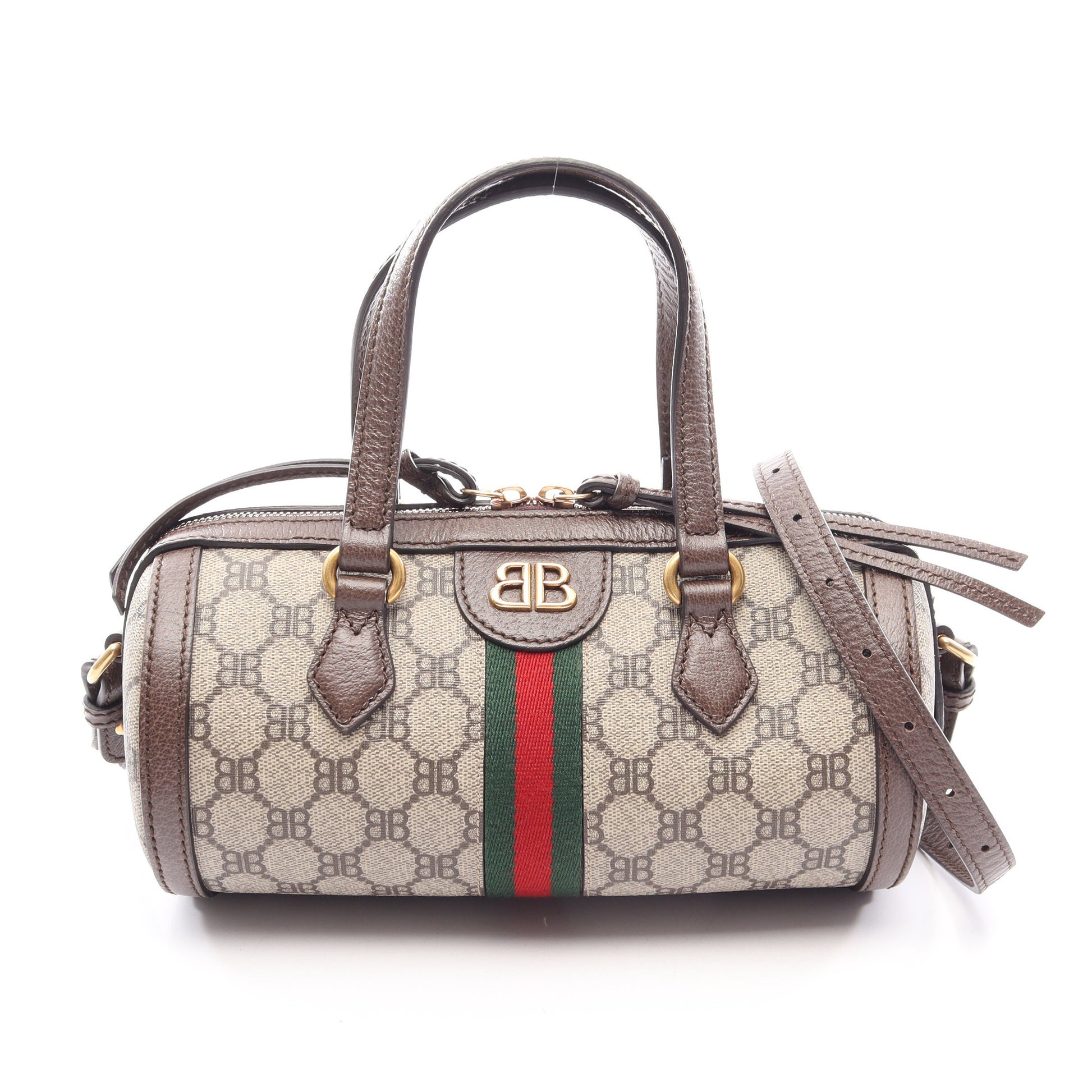 BALENCIAGA × GUCCI ザ ハッカープロジェクト 2WAY ハンドバッグ PVC レザー ベージュ ブラウン グッチ バッグ GUCCI