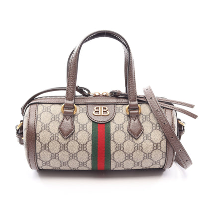 BALENCIAGA × GUCCI ザ ハッカープロジェクト 2WAY ハンドバッグ PVC レザー ベージュ ブラウン グッチ バッグ GUCCI