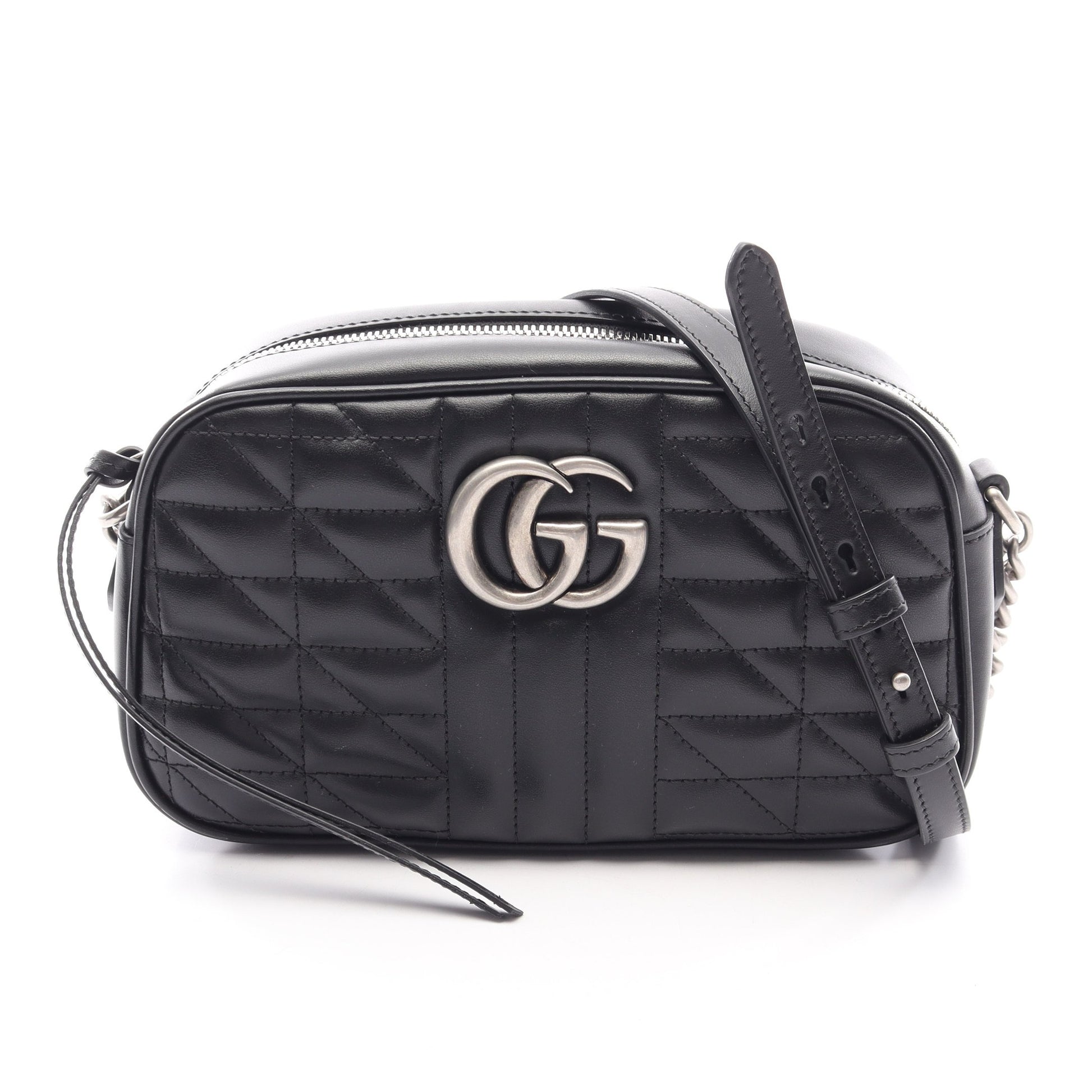 GGマーモント チェーンショルダーバッグ レザー ブラック グッチ バッグ GUCCI