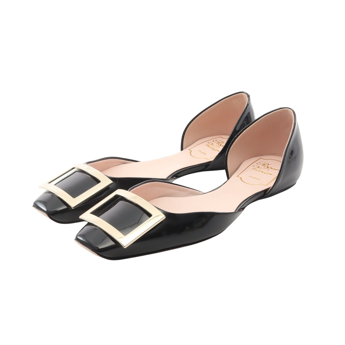 トランペット バレリーナ フラットシューズ エナメルレザー ブラック ロジェヴィヴィエ シューズ Roger Vivier