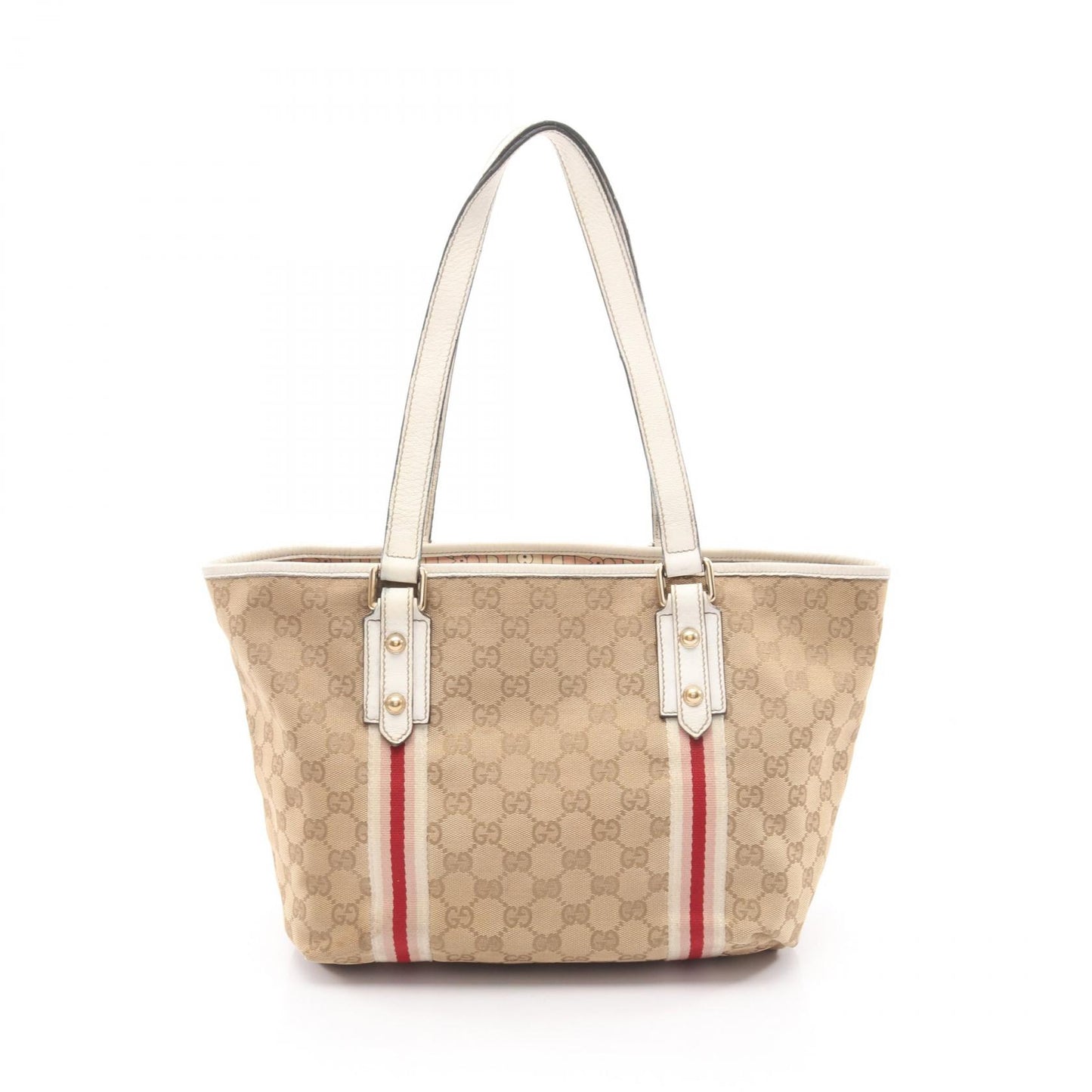 GGキャンバス シェリーライン ハンドバッグ トートバッグ キャンバス レザー ベージュ ホワイト ピンク グッチ バッグ GUCCI