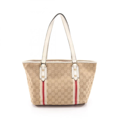 GGキャンバス シェリーライン ハンドバッグ トートバッグ キャンバス レザー ベージュ ホワイト ピンク グッチ バッグ GUCCI