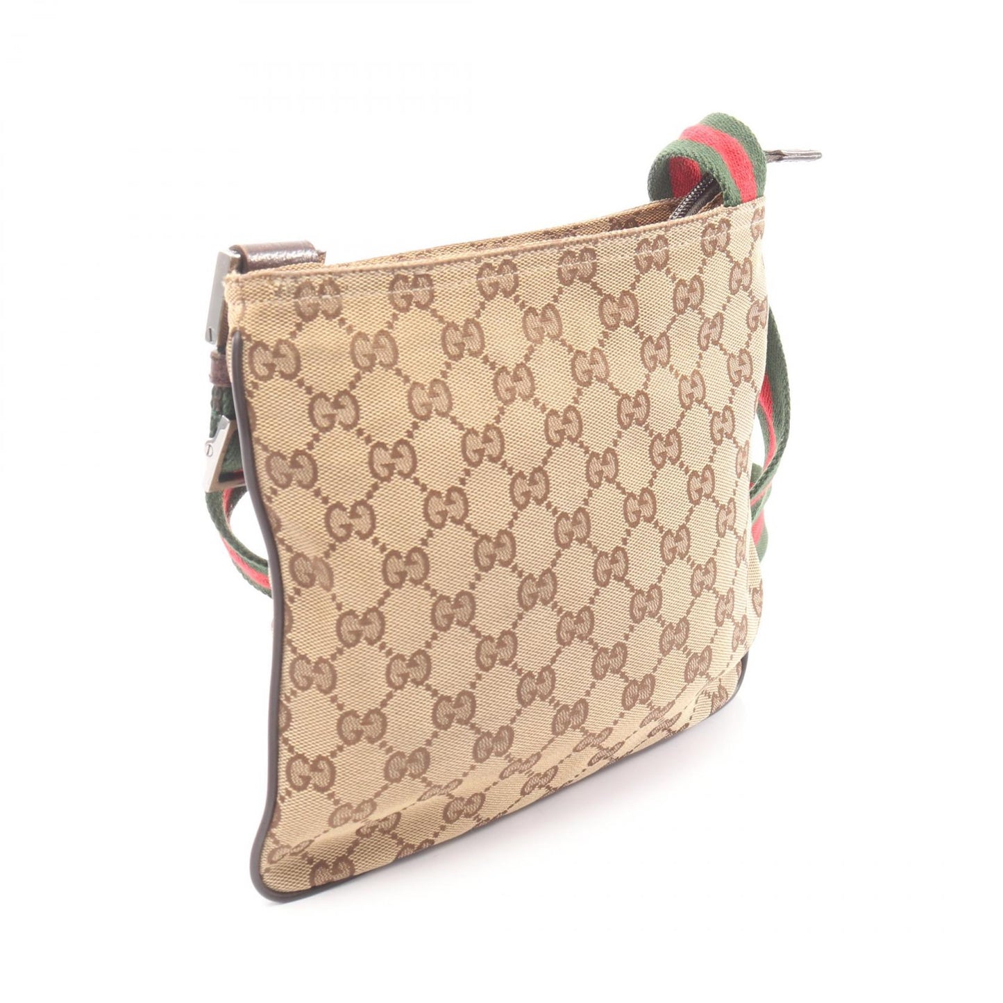 GGキャンバス シェリーライン ショルダーバッグ キャンバス レザー ベージュ ブラウン マルチカラー グッチ バッグ GUCCI