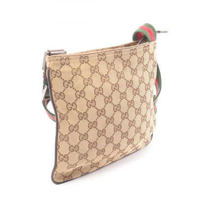 GGキャンバス シェリーライン ショルダーバッグ キャンバス レザー ベージュ ブラウン マルチカラー グッチ バッグ GUCCI