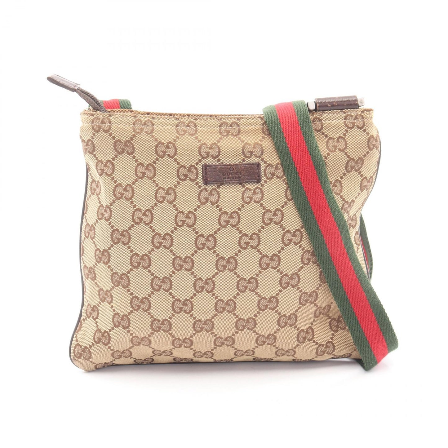 GGキャンバス シェリーライン ショルダーバッグ キャンバス レザー ベージュ ブラウン マルチカラー グッチ バッグ GUCCI