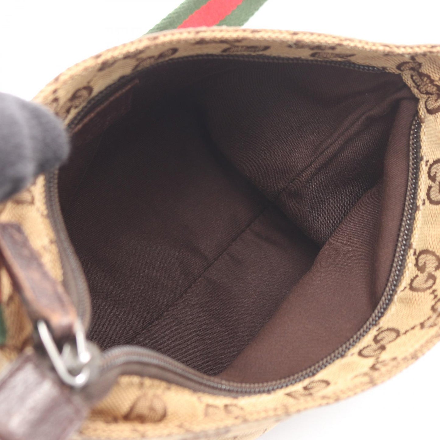 GGキャンバス シェリーライン ショルダーバッグ キャンバス レザー ベージュ ブラウン マルチカラー グッチ バッグ GUCCI
