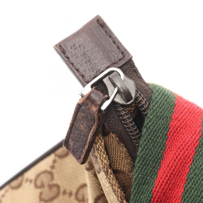 GGキャンバス シェリーライン ショルダーバッグ キャンバス レザー ベージュ ブラウン マルチカラー グッチ バッグ GUCCI