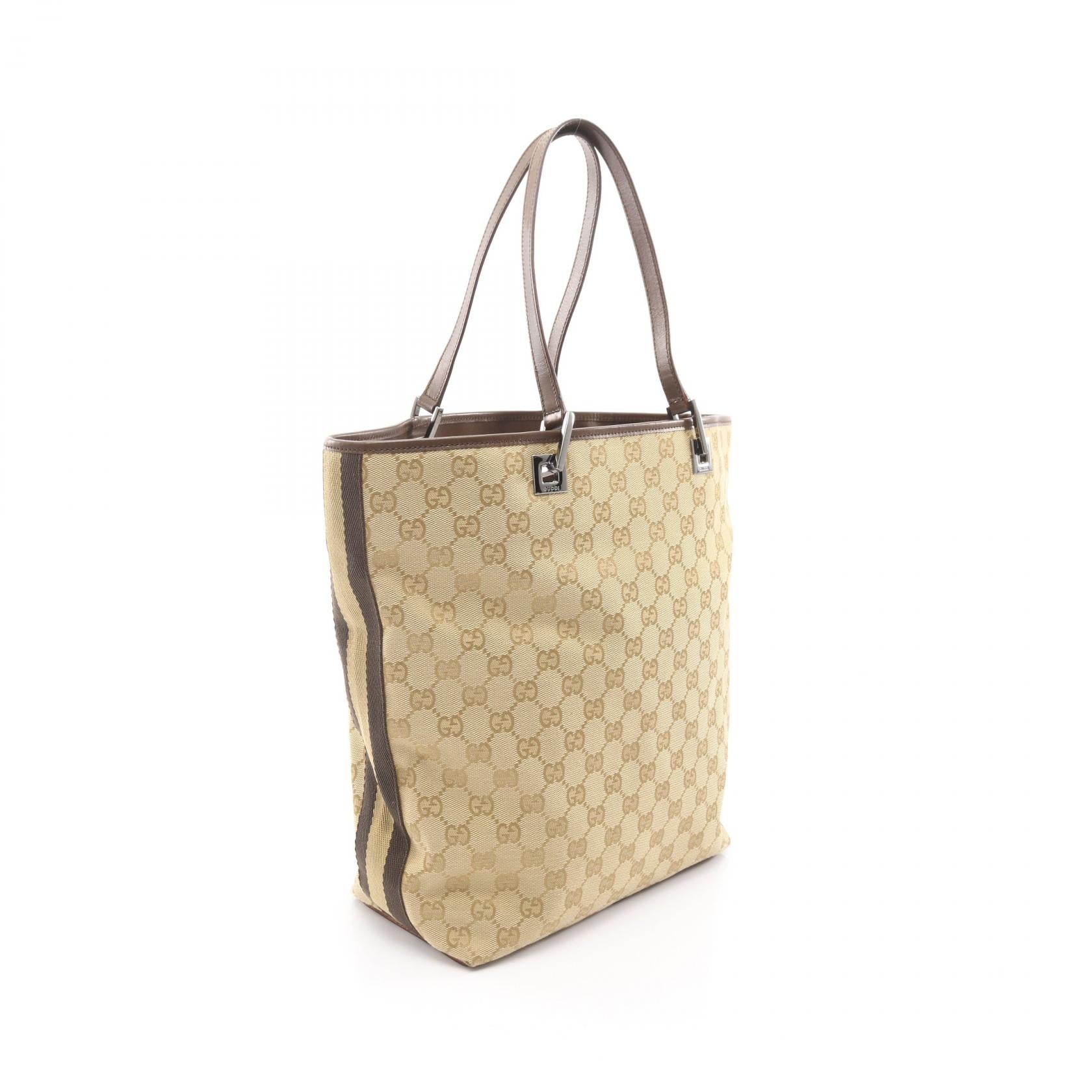 GGキャンバス ショルダーバッグ トートバッグ キャンバス レザー ベージュ ダークブラウン グッチ バッグ GUCCI