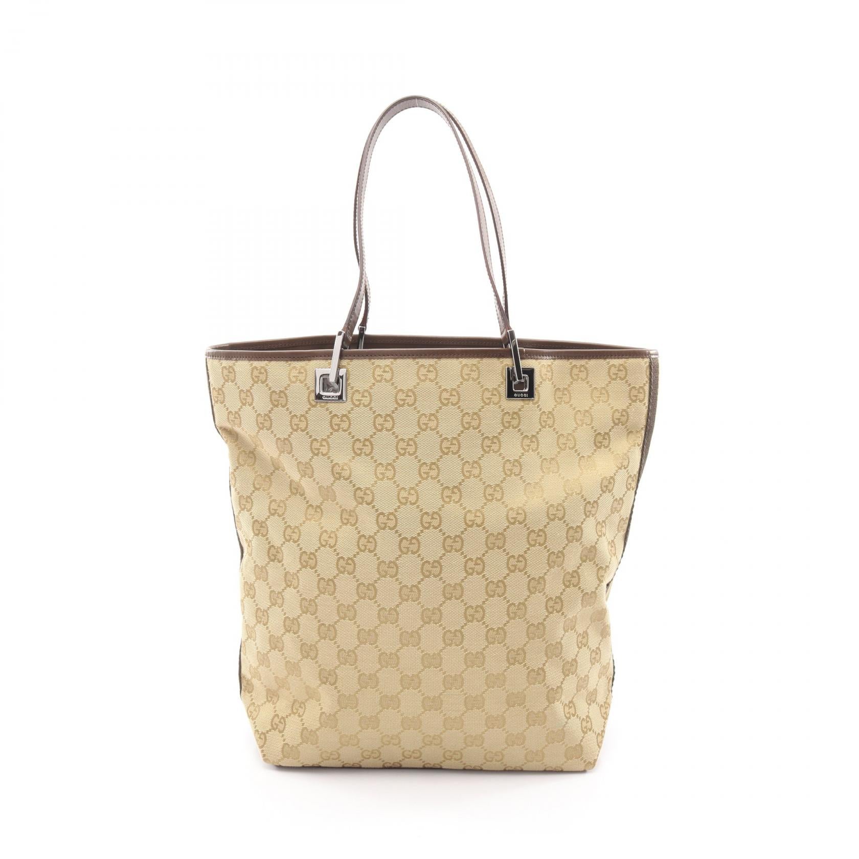 GGキャンバス ショルダーバッグ トートバッグ キャンバス レザー ベージュ ダークブラウン グッチ バッグ GUCCI