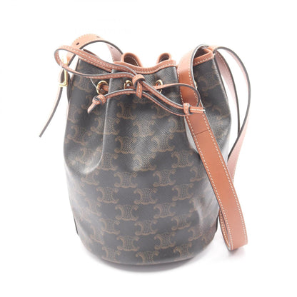 トリオンフ スモール ドローストリング ショルダーバッグ PVC レザー ダークブラウン ブラウン セリーヌ バッグ CELINE