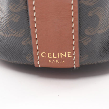 トリオンフ スモール ドローストリング ショルダーバッグ PVC レザー ダークブラウン ブラウン セリーヌ バッグ CELINE