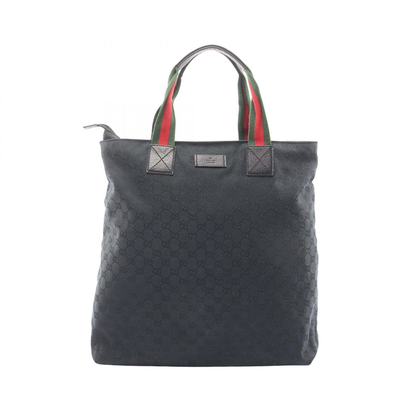 GGキャンバス シェリーライン ハンドバッグ トートバッグ キャンバス レザー ブラック レッド グリーン グッチ バッグ GUCCI