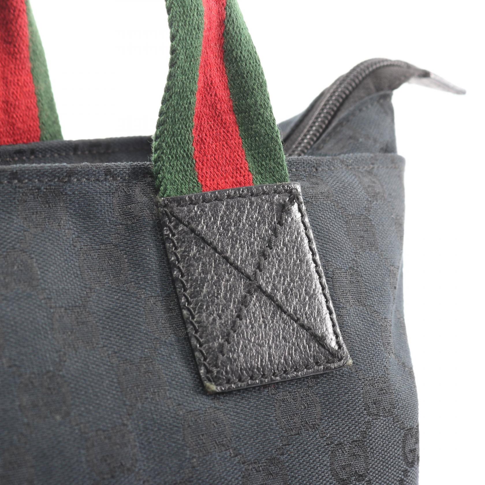 GGキャンバス シェリーライン ハンドバッグ トートバッグ キャンバス レザー ブラック レッド グリーン グッチ バッグ GUCCI