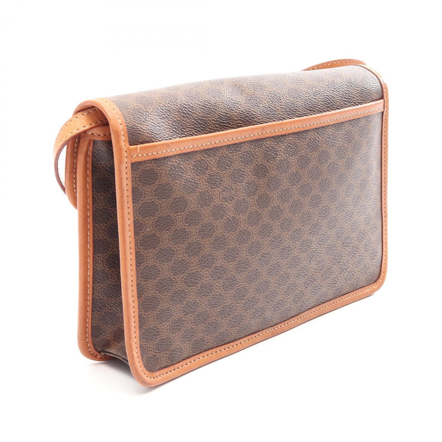 マカダム ショルダーバッグ ショルダーバッグ PVC レザー ダークブラウン ブラウン セリーヌ バッグ CELINE