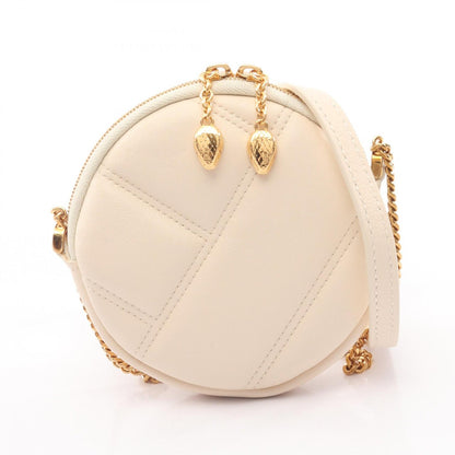 セルペンティ カボション ミニ ポシェット チェーンショルダーバッグ レザー アイボリー ブルガリ バッグ BVLGARI
