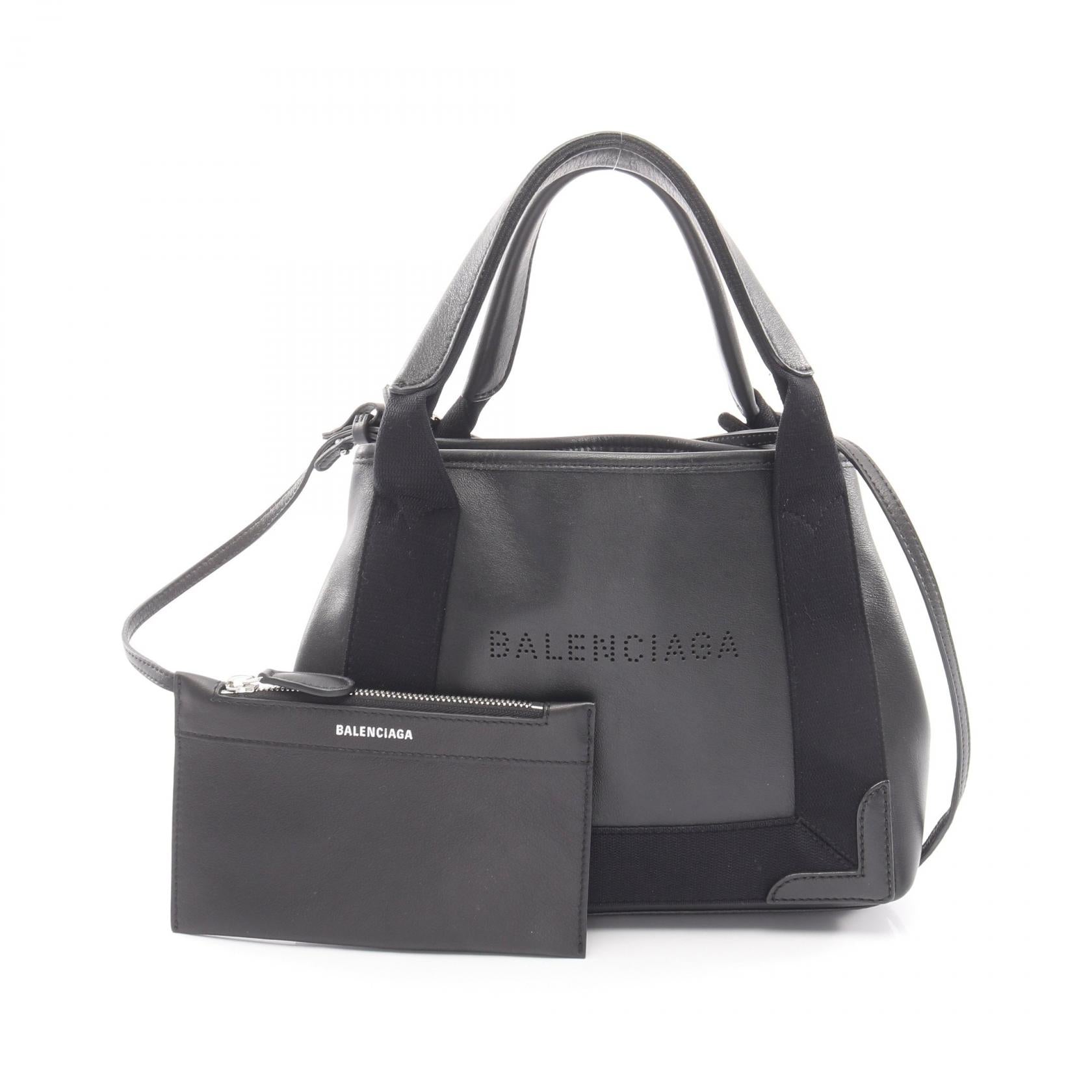 ネイビーカバ XS 2WAY ハンドバッグ レザー ブラック バレンシアガ – RECLO