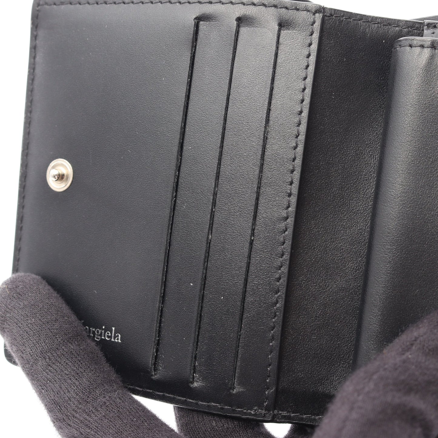 二つ折り財布 レザー ブラック メゾンマルジェラ