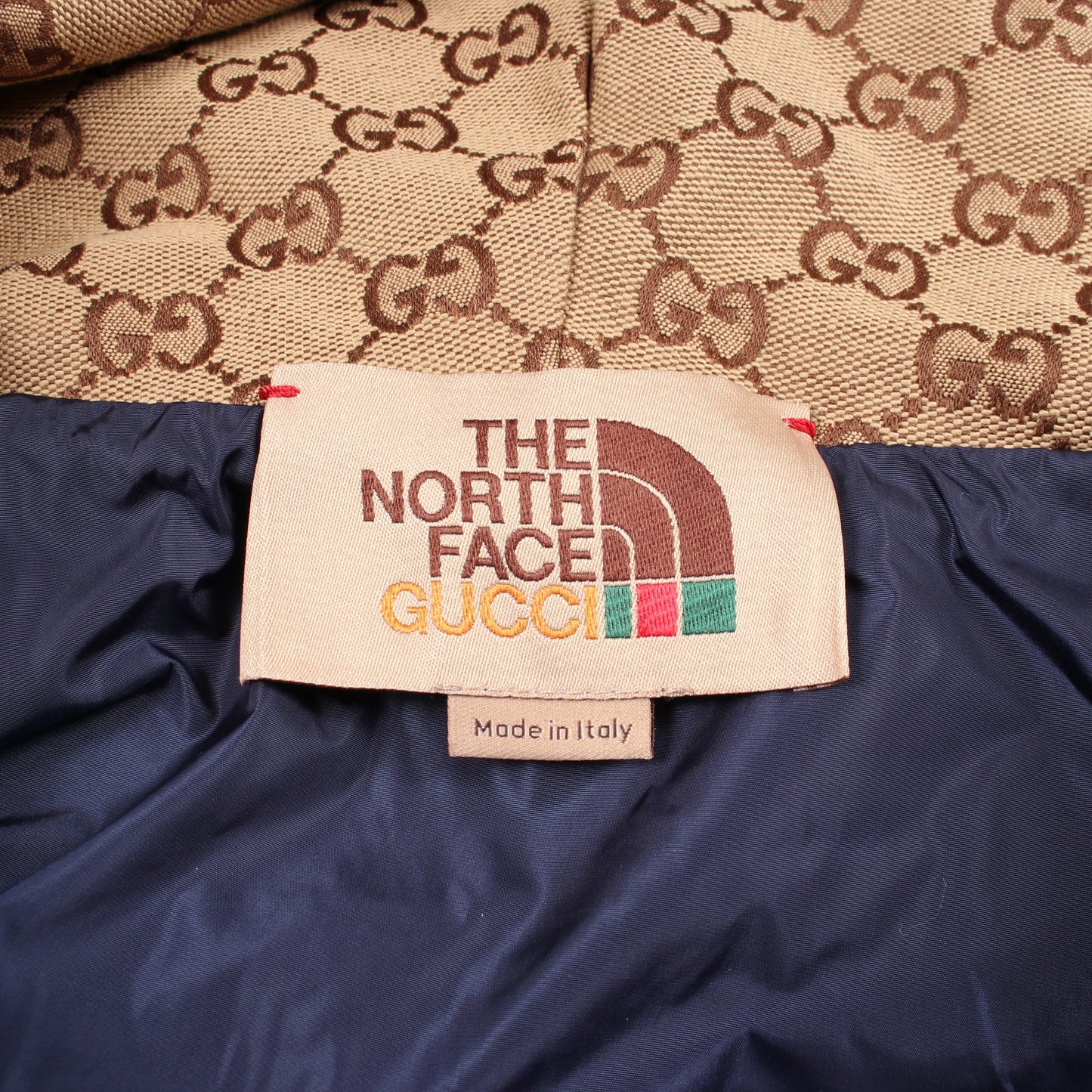 GUCCI × THE NORTH FACE GGキャンバス フード付き ボア ブルゾン コットン ベージュ アイボリー グッチ
