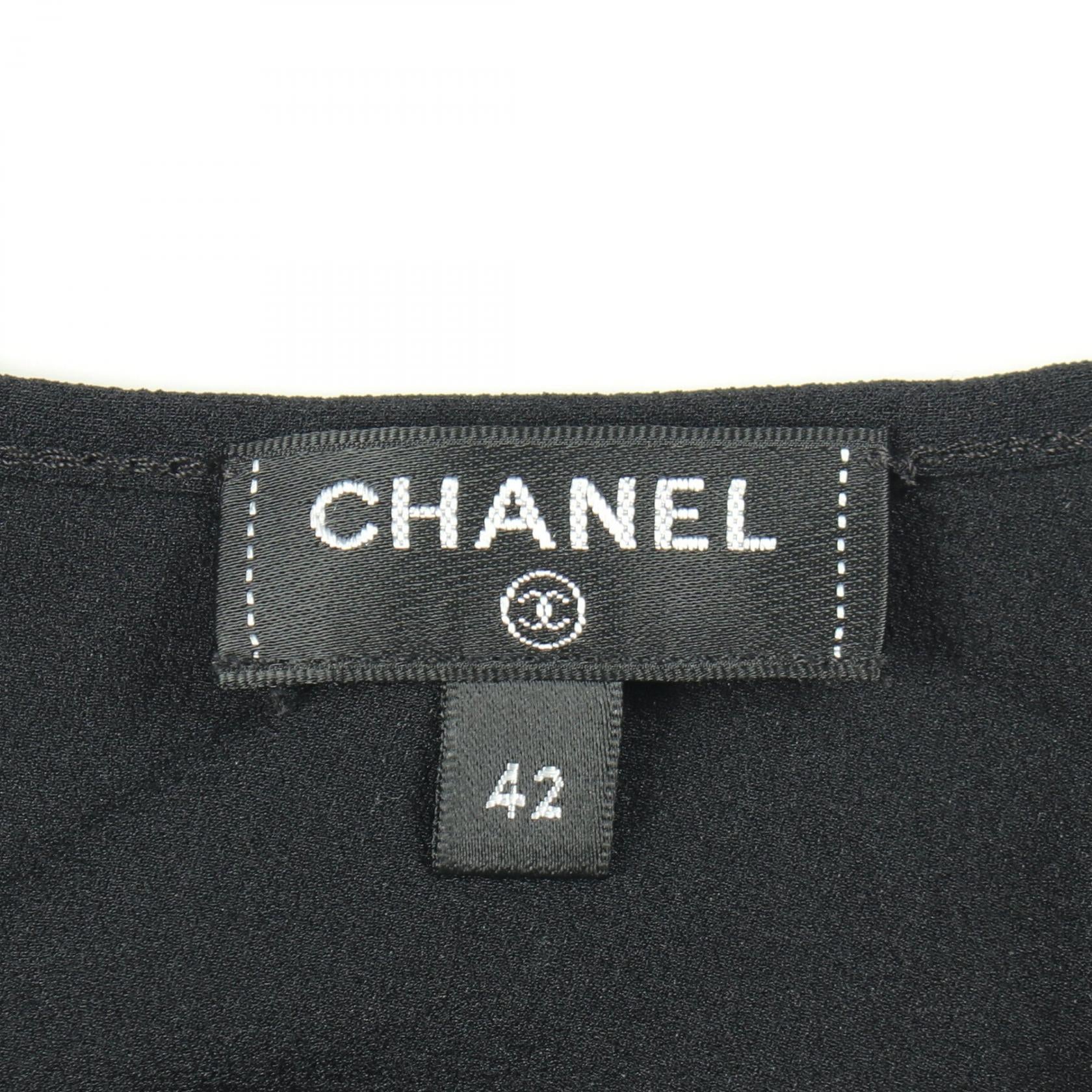 カメリア アイコン パール 半袖 カットソー シルク ブラック シャネル トップス CHANEL