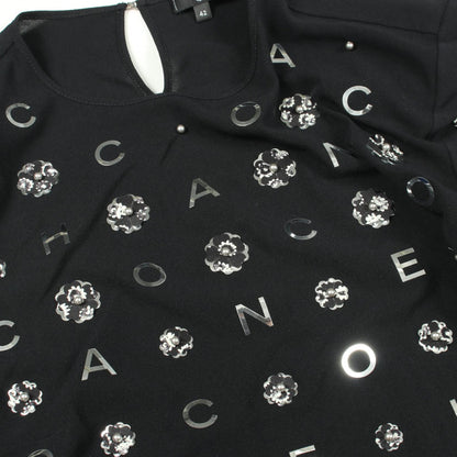 カメリア アイコン パール 半袖 カットソー シルク ブラック シャネル トップス CHANEL
