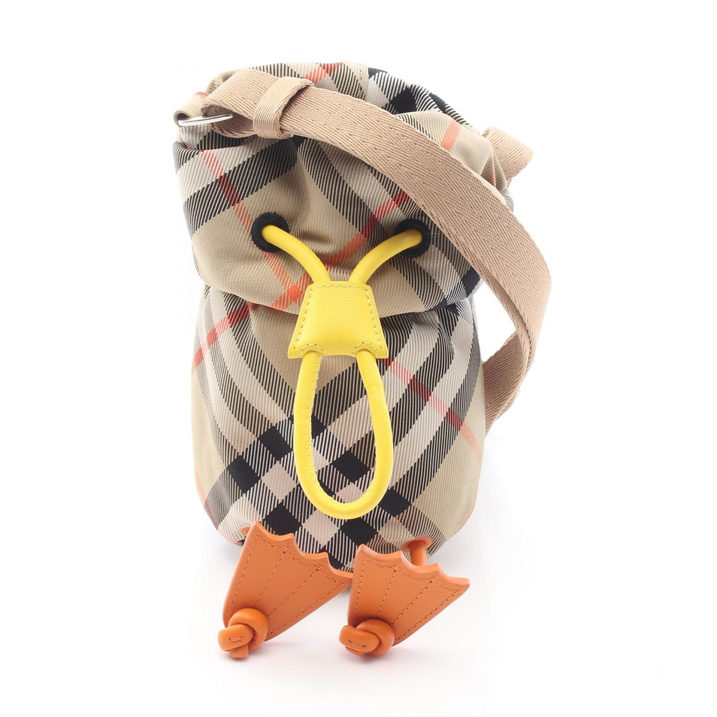 キッズ ダック チェックナイロン ボトルホルダー ポーチ ナイロン レザー ベージュ マルチカラー バーバリー 財布・小物 BURBERRY