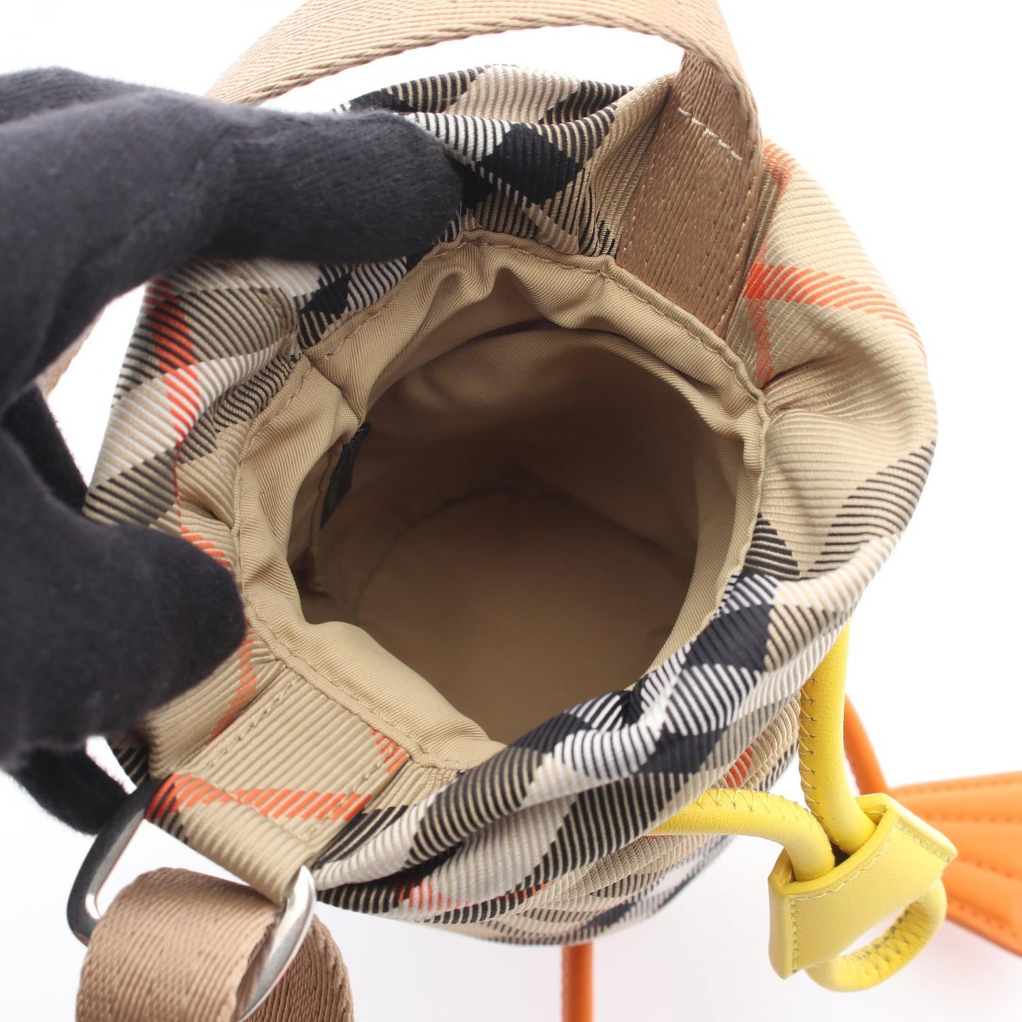 キッズ ダック チェックナイロン ボトルホルダー ポーチ ナイロン レザー ベージュ マルチカラー バーバリー 財布・小物 BURBERRY