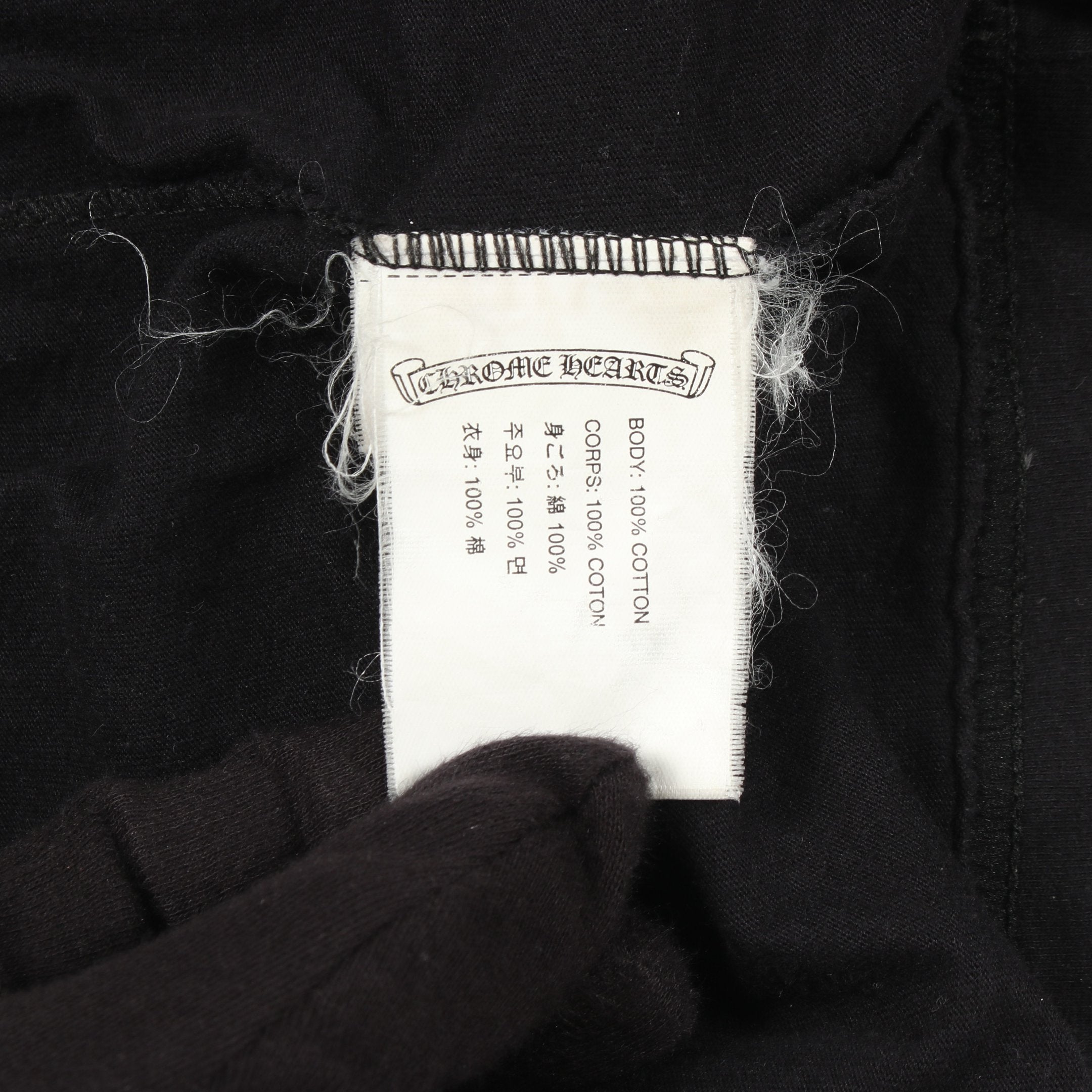 スクロールラベル ポケット付き 半袖Tシャツ コットン ブラック クロム