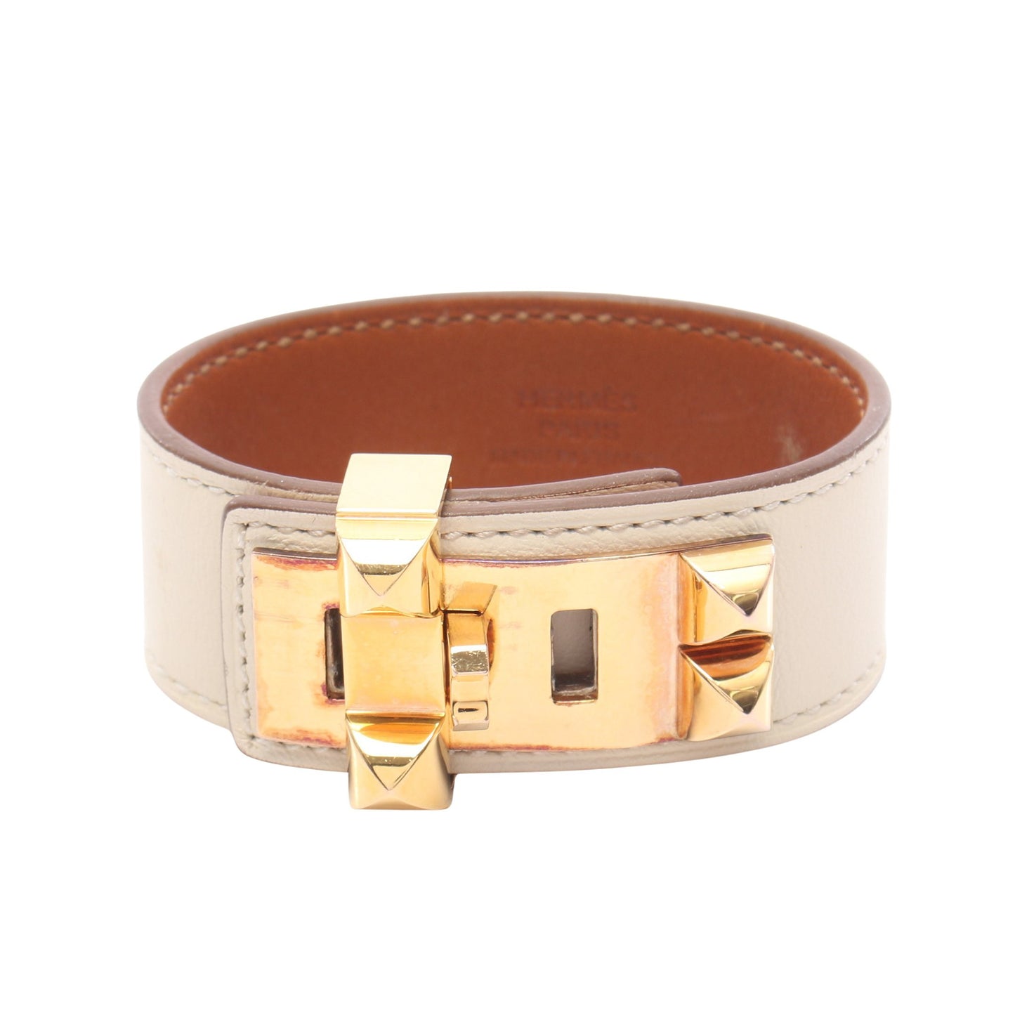 コリエドシアン24 バングル GP レザー アイボリー ゴールド エルメス アクセサリー HERMES