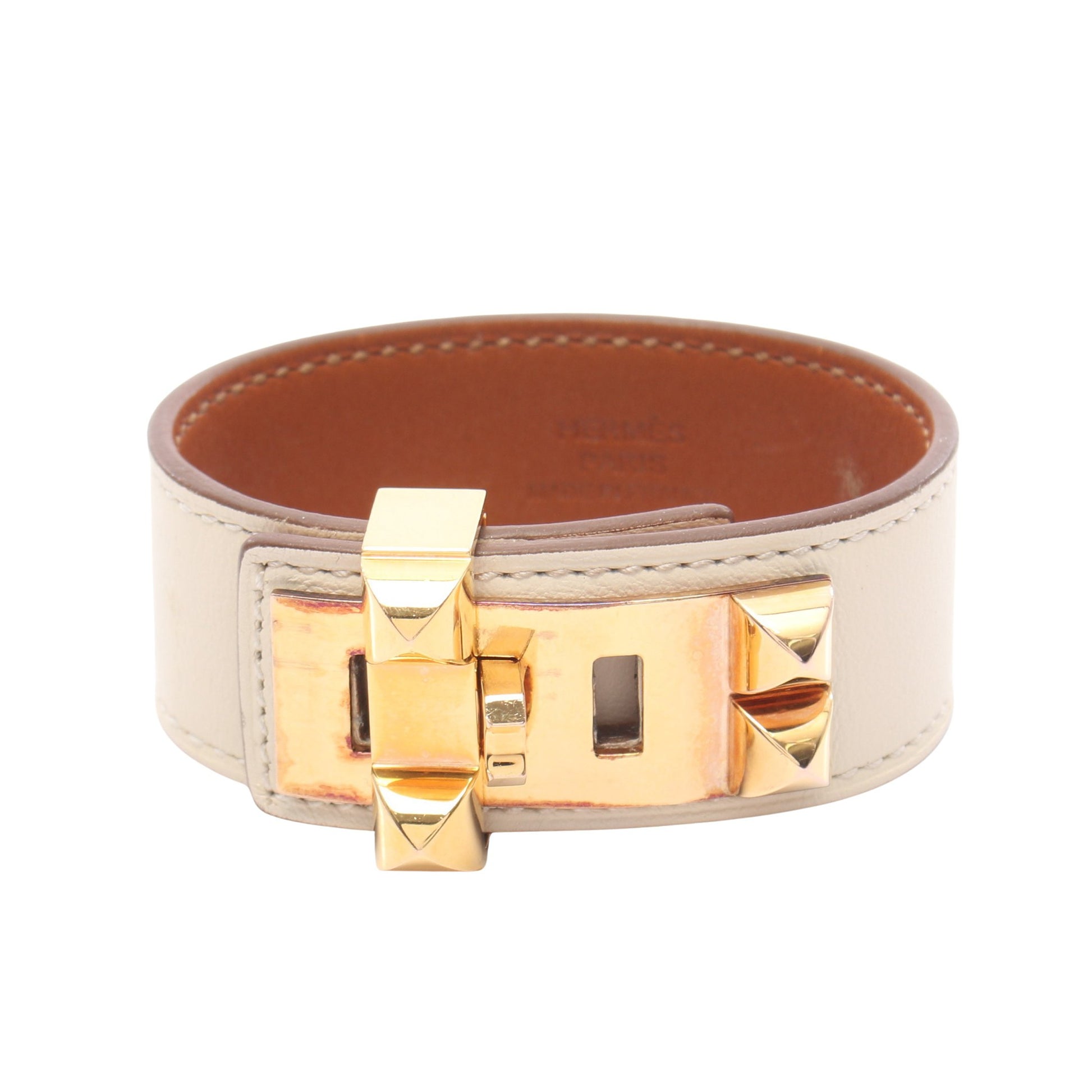 コリエドシアン24 バングル GP レザー アイボリー ゴールド エルメス アクセサリー HERMES