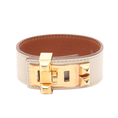 コリエドシアン24 バングル GP レザー アイボリー ゴールド エルメス アクセサリー HERMES