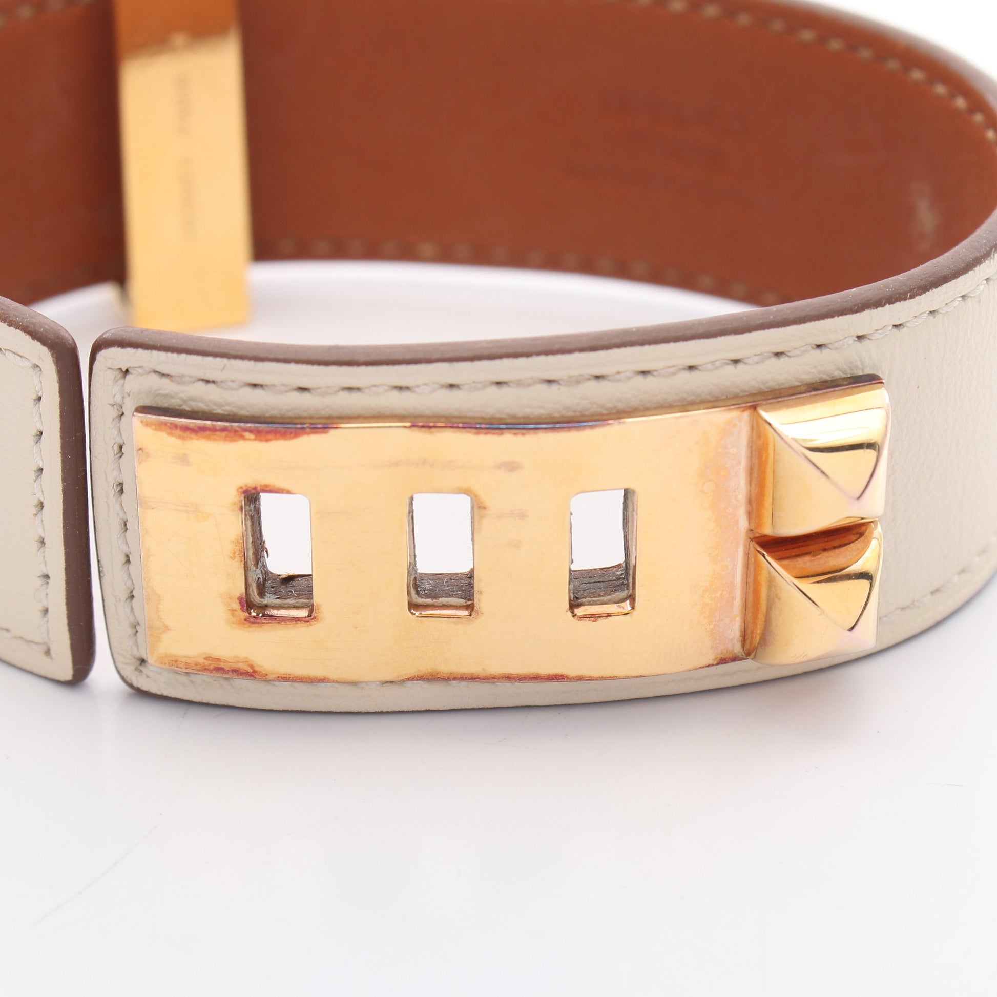 コリエドシアン24 バングル GP レザー アイボリー ゴールド エルメス アクセサリー HERMES