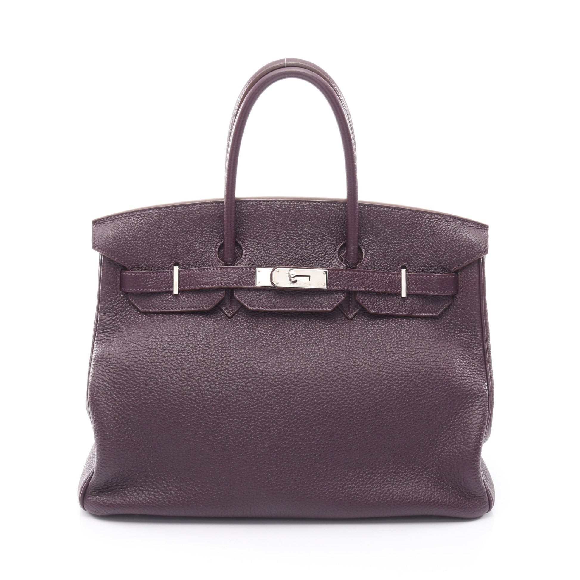 バーキン35 レザン ハンドバッグ トゴ ダークパープル シルバー金具 □M刻印 エルメス バッグ HERMES