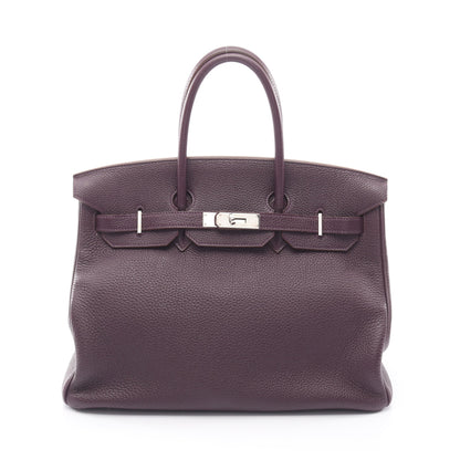バーキン35 レザン ハンドバッグ トゴ ダークパープル シルバー金具 □M刻印 エルメス バッグ HERMES