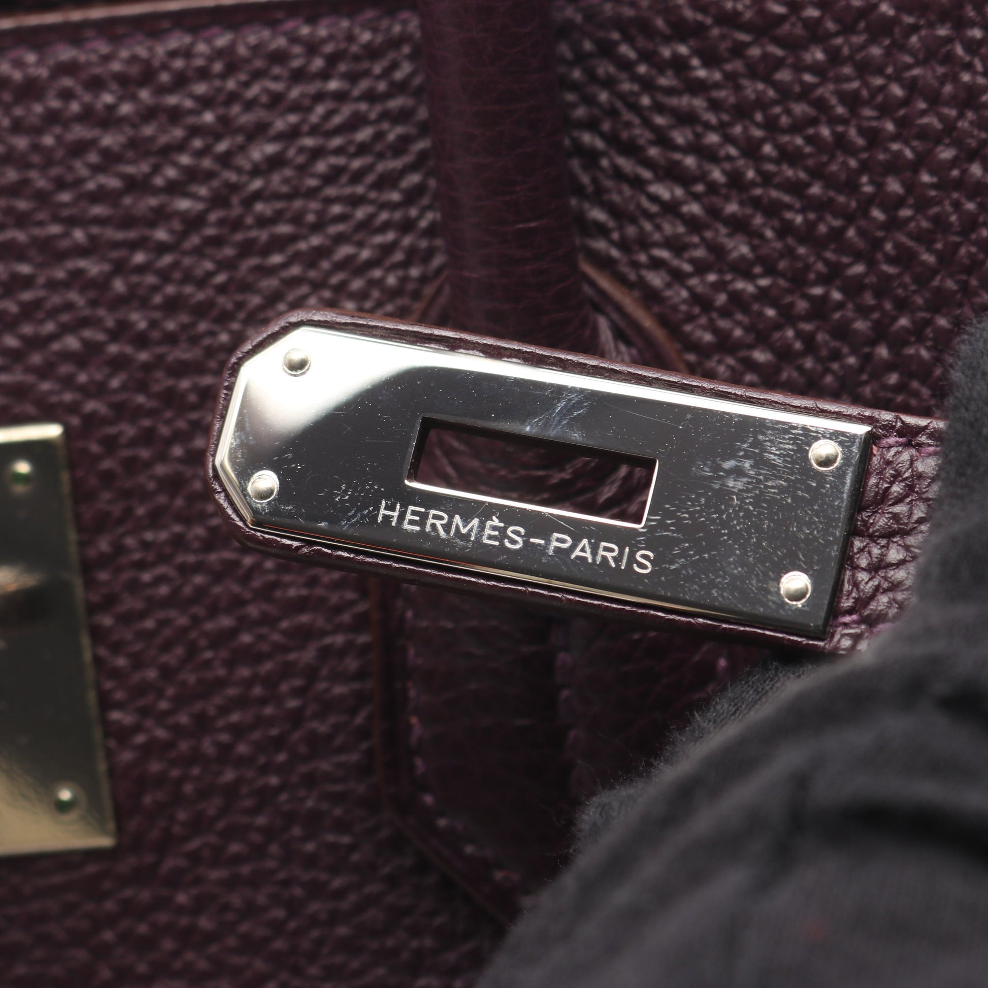 バーキン35 レザン ハンドバッグ トゴ ダークパープル シルバー金具 □M刻印 エルメス バッグ HERMES