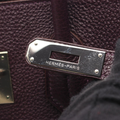 バーキン35 レザン ハンドバッグ トゴ ダークパープル シルバー金具 □M刻印 エルメス バッグ HERMES