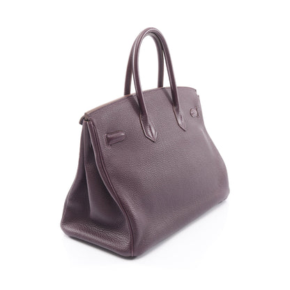 バーキン35 レザン ハンドバッグ トゴ ダークパープル シルバー金具 □M刻印 エルメス バッグ HERMES