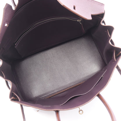 バーキン35 レザン ハンドバッグ トゴ ダークパープル シルバー金具 □M刻印 エルメス バッグ HERMES