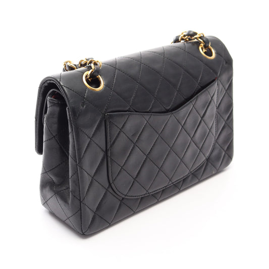 マトラッセ Wフラップ Wチェーンショルダーバッグ ラムスキン ブラック ゴールド金具 シャネル バッグ CHANEL