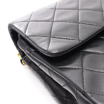 マトラッセ Wフラップ Wチェーンショルダーバッグ ラムスキン ブラック ゴールド金具 シャネル バッグ CHANEL