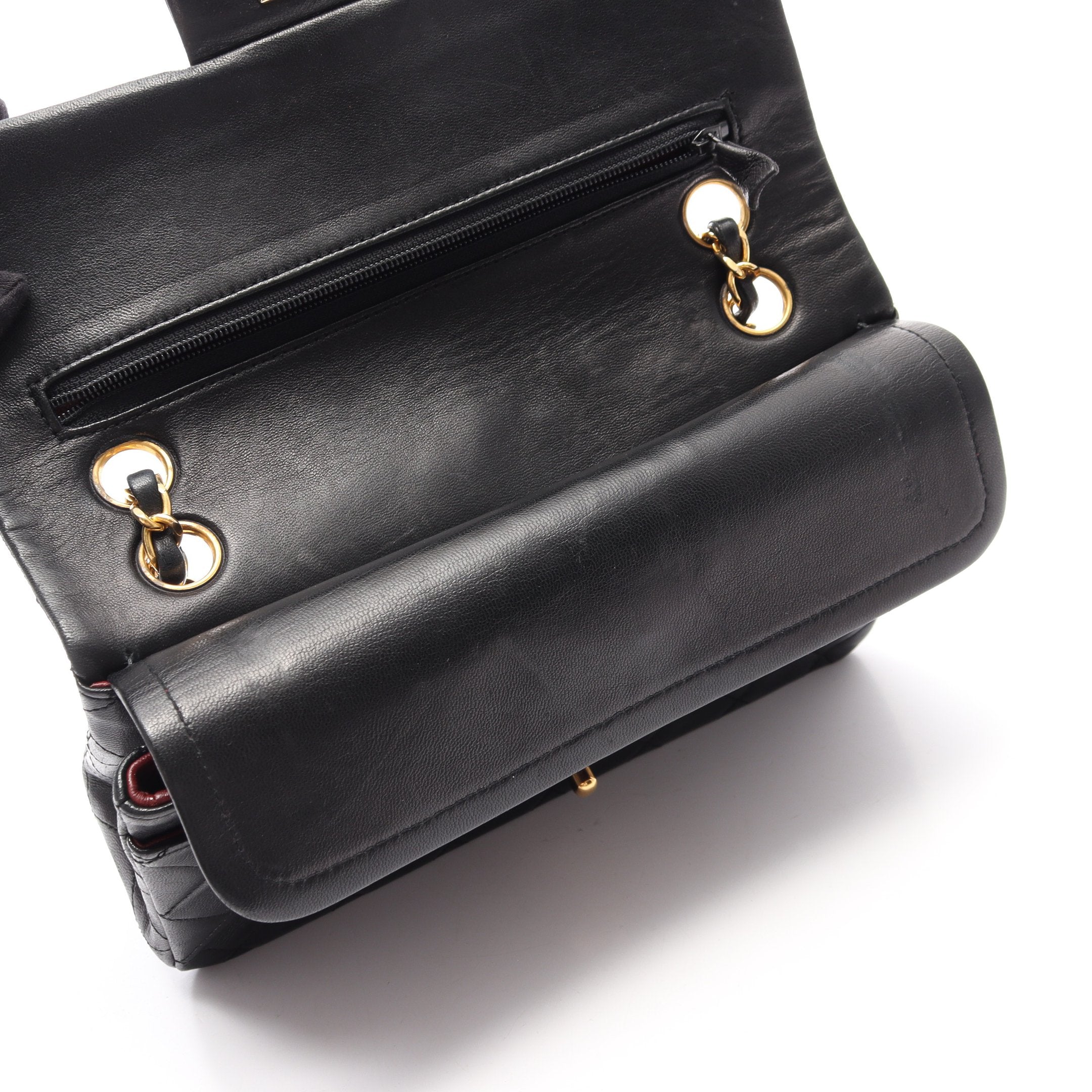 ★SALE【5cb1240】シャネル ショルダーバッグ マトラッセ Wフラップ Wチェーン ラムスキン ブラック ゴールド金具【中古】レディース マトラッセ Wフラップ Wチェーンショルダーバッグ ラムスキン ブラック