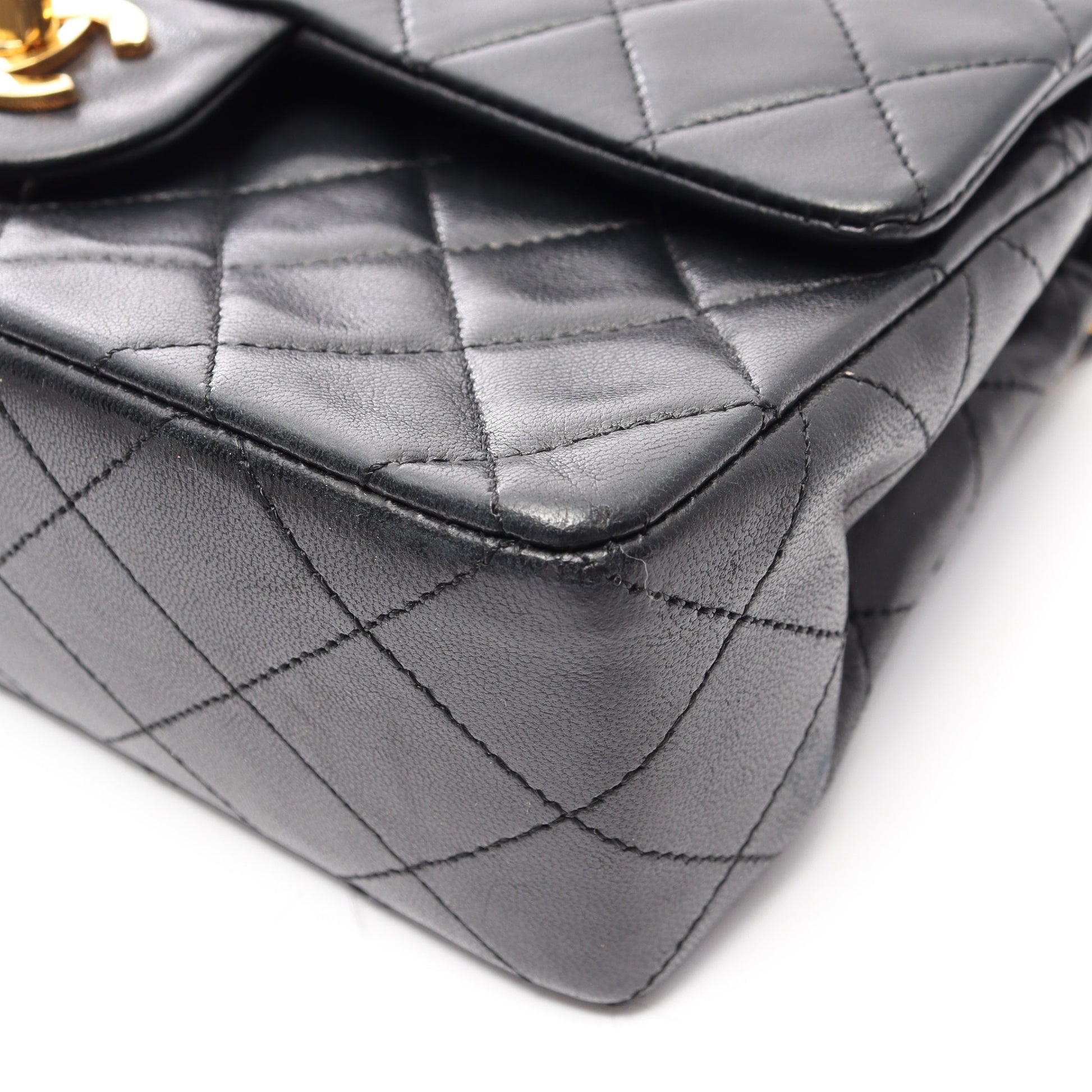 マトラッセ Wフラップ Wチェーンショルダーバッグ ラムスキン ブラック ゴールド金具 シャネル バッグ CHANEL