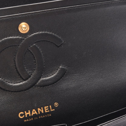 シェブロン Vステッチ Wフラップ Wチェーンショルダーバッグ ラムスキン ブラック ゴールド金具 シャネル バッグ CHANEL
