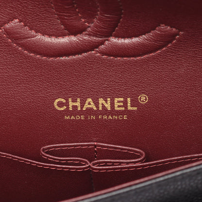 マトラッセ Wフラップ Wチェーンショルダーバッグ キャビアスキン ブラック ゴールド金具 シャネル バッグ CHANEL