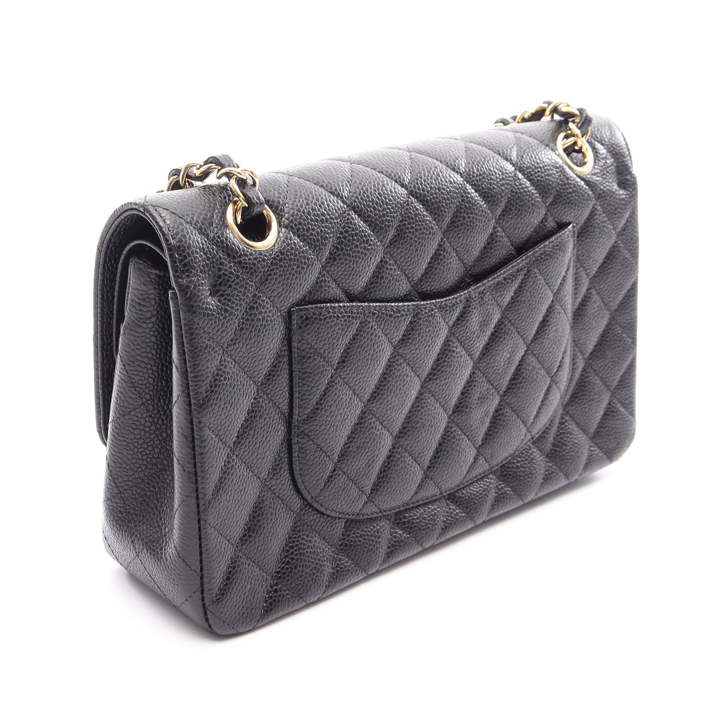 マトラッセ Wフラップ Wチェーンショルダーバッグ キャビアスキン ブラック ゴールド金具 シャネル バッグ CHANEL